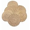 6 Pack, Round Woven Natural Water Hyacinth Placemats, Round Braided Rattan Tablemats for Home, Restaurant – Traditional, Natural, Elegant, and Sustainable