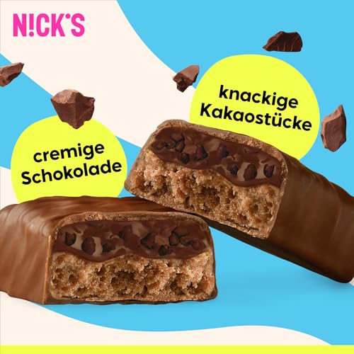 N!CK'S Protein Riegel ohne Zuckerzusatz – Triple Chocolate – 15g Eiweiß 30% – 202 Kalorien – Low Carb Keto Proteinriegel mit Ballaststoffen & Kollagen – Glutenfrei, Gesunde Snack ohne Palmöl 12x50g 4