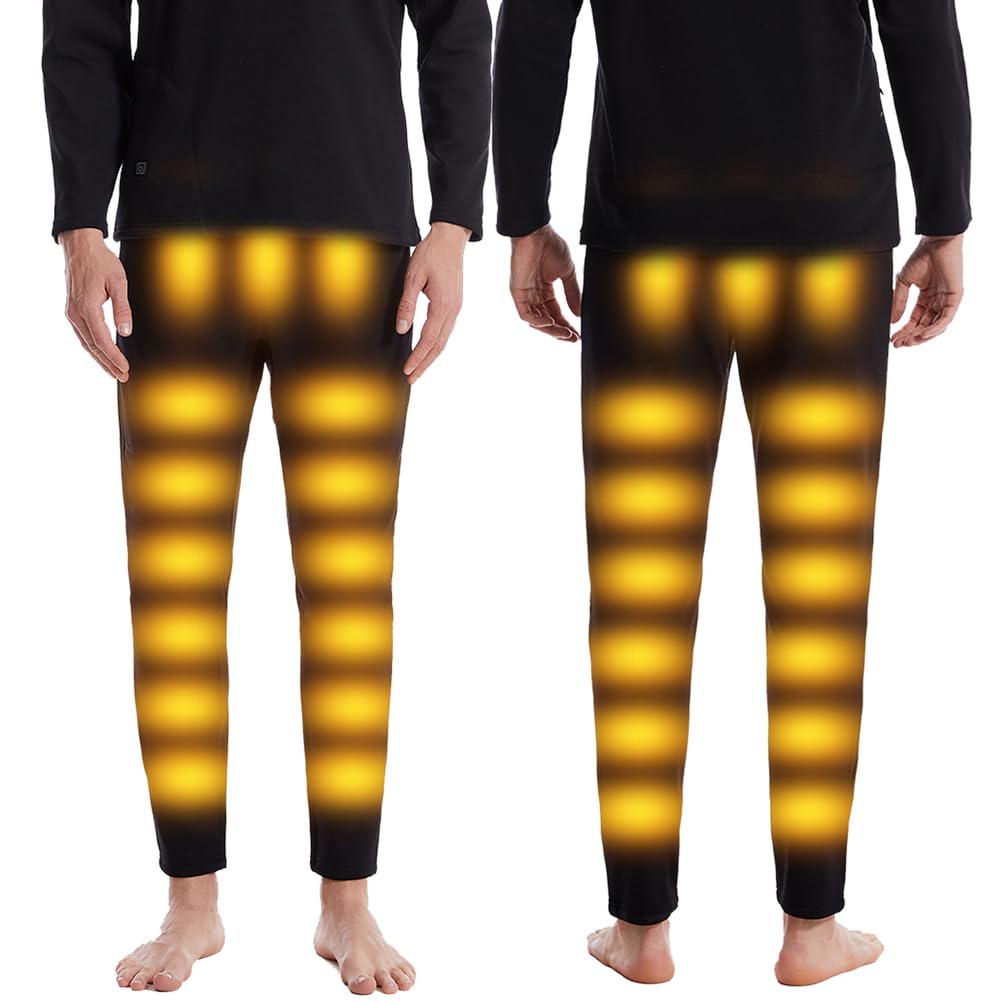 Pantalones Calefactables para Hombres, Calzoncillos Largos Eléctricos De Invierno con Forro De Felpa, Capa Base Térmica Inferior para Caza Y Esquí