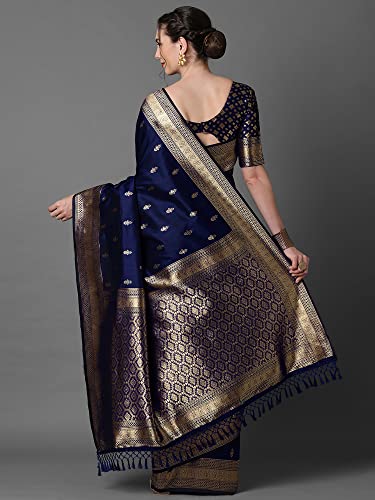 Image of AKHILAM Women's Banarasi Silk Blend Woven Design Golden zari Work Saree With Unstitched Blouse Piece (2PAKHI41 Parent)