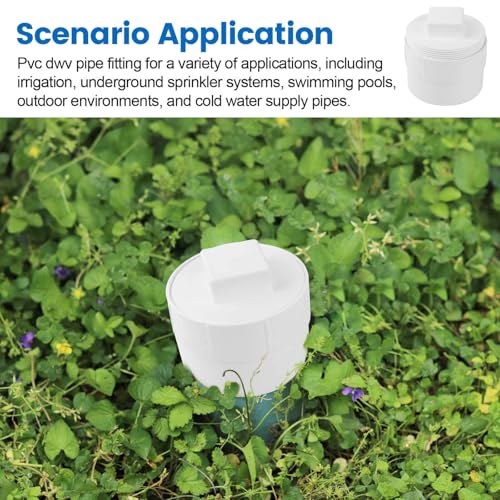 Image of 4 inch PVC Sewer Cleanout Adapter with Plug Pipe Fitting, PVC DWV Flush Sewer Cleanout Cap for Outdoor Garden, RVs Sewer or Drainage Piping Connect System