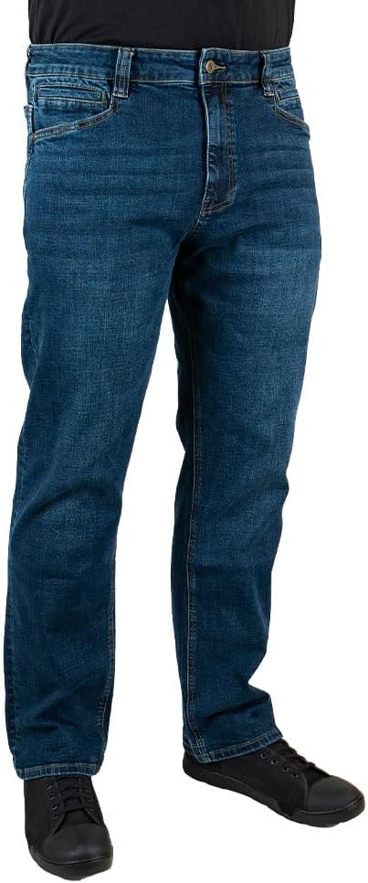 LA Police Gear Men's Terrain Flex Relaxed Fit Tactical Jeans, Comfortable Stretch Denim Jean, EDC Stretch Waistband Jeans