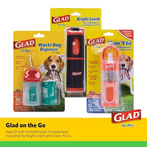 Image of Glad for Pets Dog Waste Bags, Lavender Scent - Leak Proof and Strong Disposable Dog Poop Bags for Dogs, Easy Tie Handles for Clean Up, Scented Doggie Bag Rolls, 120 Count