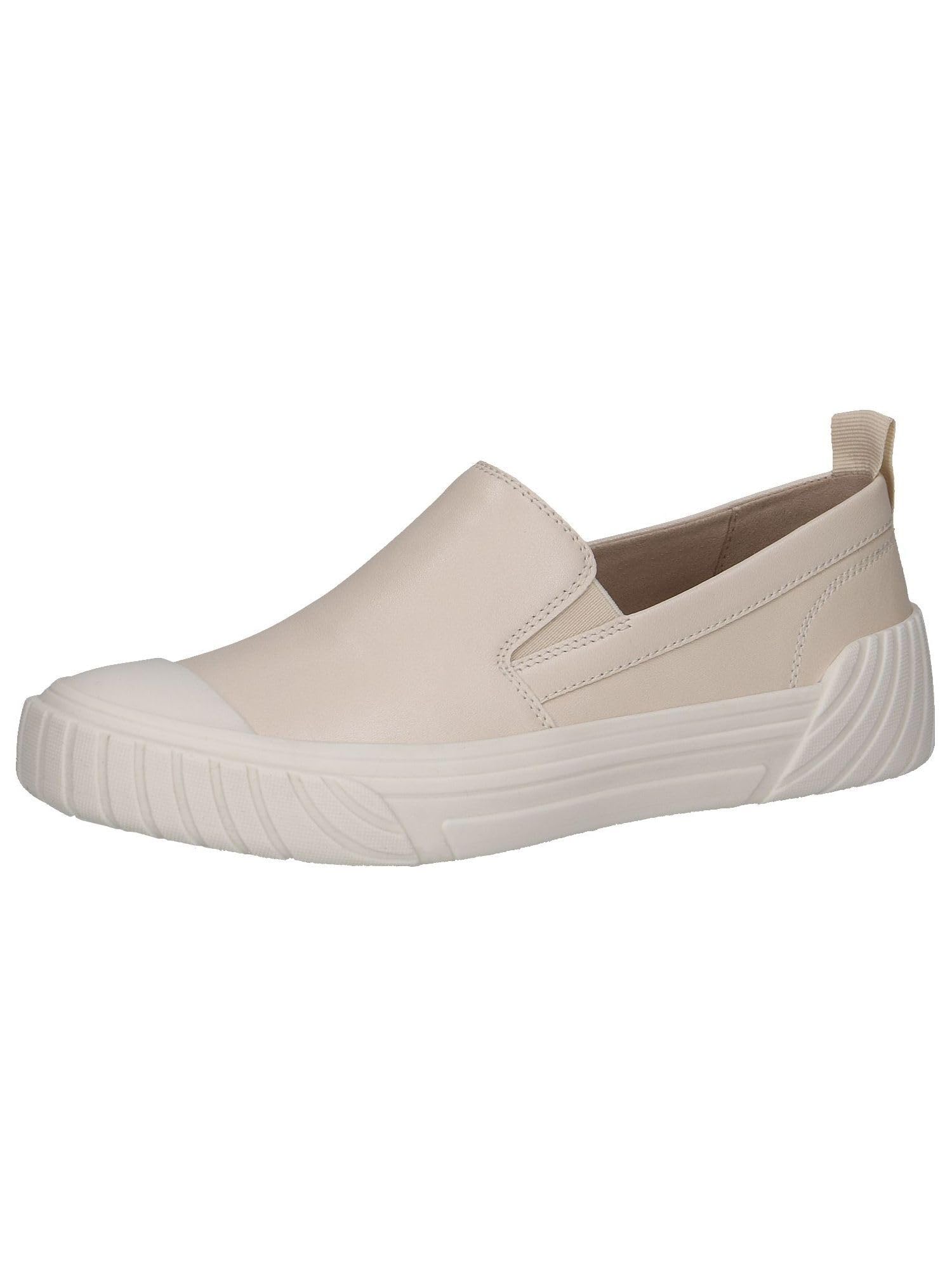 CAPRICE Women's Leather Slip-ons Flat, Cream (Cream Perlato), 6.5 UK