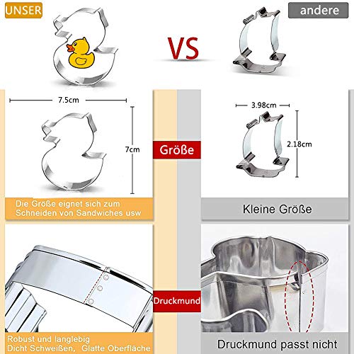 Foto von Ausstechformen Tiere Ausstecher 9 Stück, Edelstahl Keksausstecher Plätzchen Ausstecher Set für Backen Fondant Plätzchen, Tortendekorationen