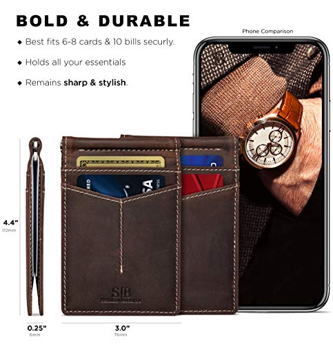 Image of SERMAN BRANDS RFID Blocking Wallet Slim Bifold - Genuine Leather Minimalist Front Pocket Wallets for Men with Money Clip Gift