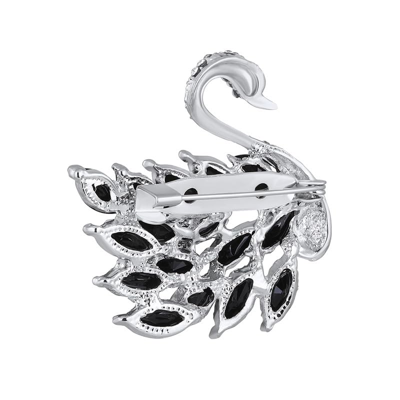 Image of Mahi Sparkling Studed Crystals Swan-Shaped Brooch Clothing Accessories for Women (PABP1101151PR)