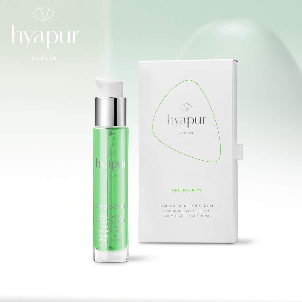 hyapur ® - GREEN Serum 15ml, für einen ebenen Teint und wache Augen, mit Hyaluronsäure und Algenextrakten für Gesicht, Hals und Dekolleté - aus der Hyaluron Algen Serie
