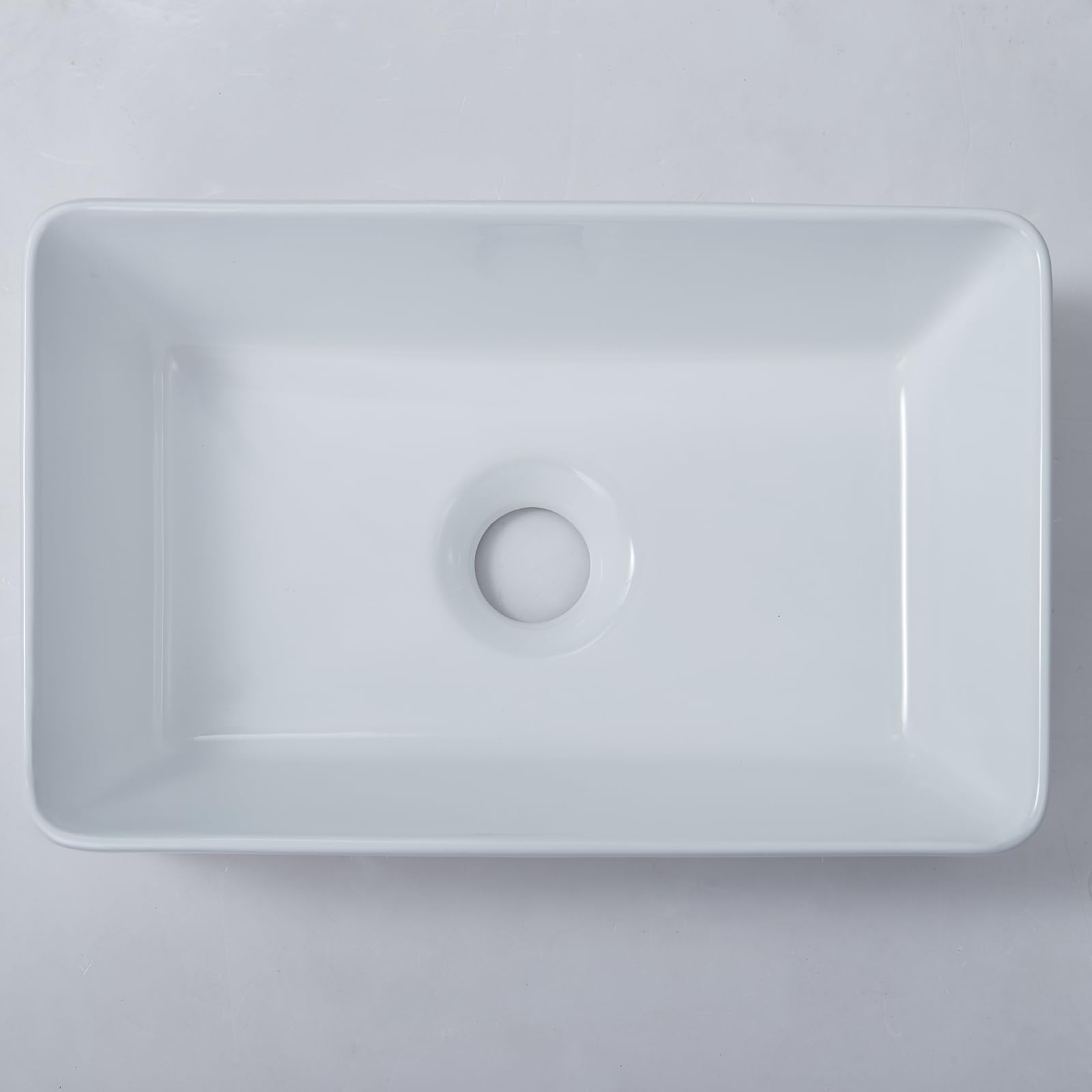 RICINUN Vessel Sink Rectangle, 15" x 10" Bathroom Sink Above Counter, White Ceramic Bathroom Vessel Sink, Modern Countertop Bathroom Vanity Sink Art Basin