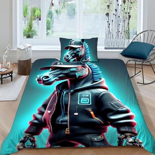 Housse de Couette Animaux Imprimé 3D Fermeture Éclair Lit Simple - 3