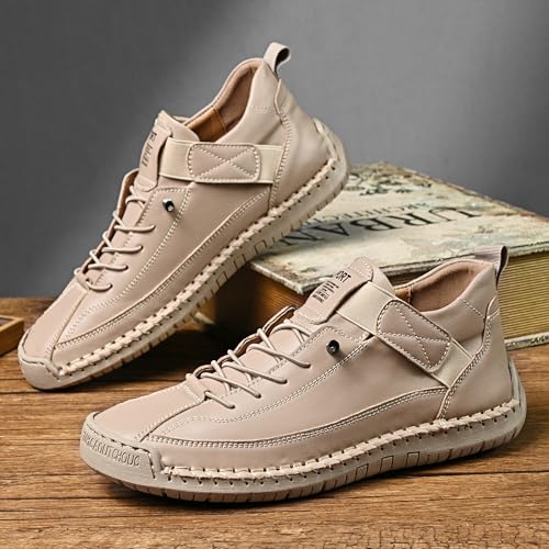 Image of Womens Casual Shoes Ankle Chukka Boots Slip On Breathable Loafers Handmade Fashion Sneakers Mid top Walking Driving Flats Shoes