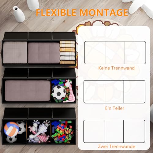 VERONLY Aufbewahrungsbox Kisten Aufbewahrung mit Deckel Kinder - Spielzeugkiste Groß 128L Faltbar Spielzeug Aufbewahrung mit Griffen für Kinderzimmer Kleidung Bücher Schlafzimmer(96x34x39cm)