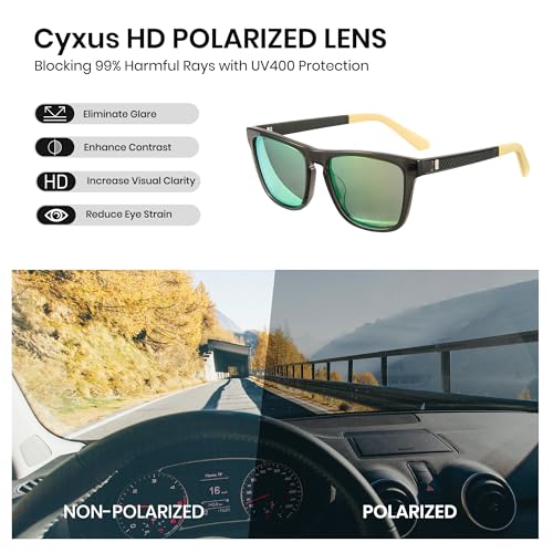 Cyxus Golf Sunglasses for Men Hand-crafted Luxury Acetate Frame Polarized UV400 Protection Design for Elite Players P15794