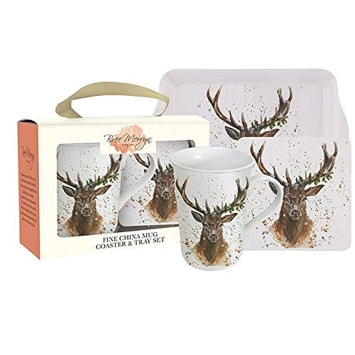 Bree Merryn Ensemble de tasses, dessous de verre et plateau Motif cerf de Noël