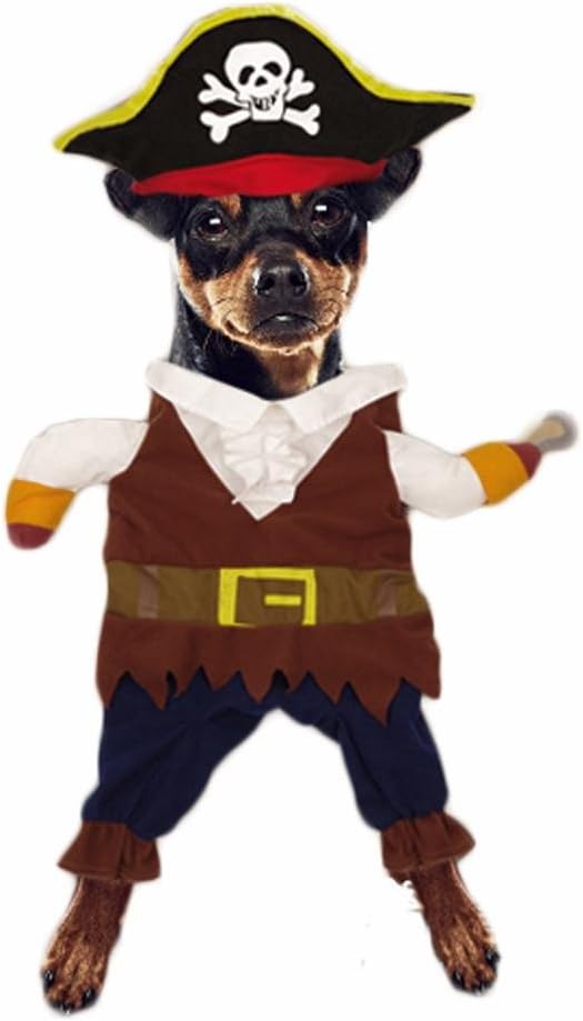 Pet Dog Cat Pirate Costume Christmas Outfit Festival Mantle with Hat