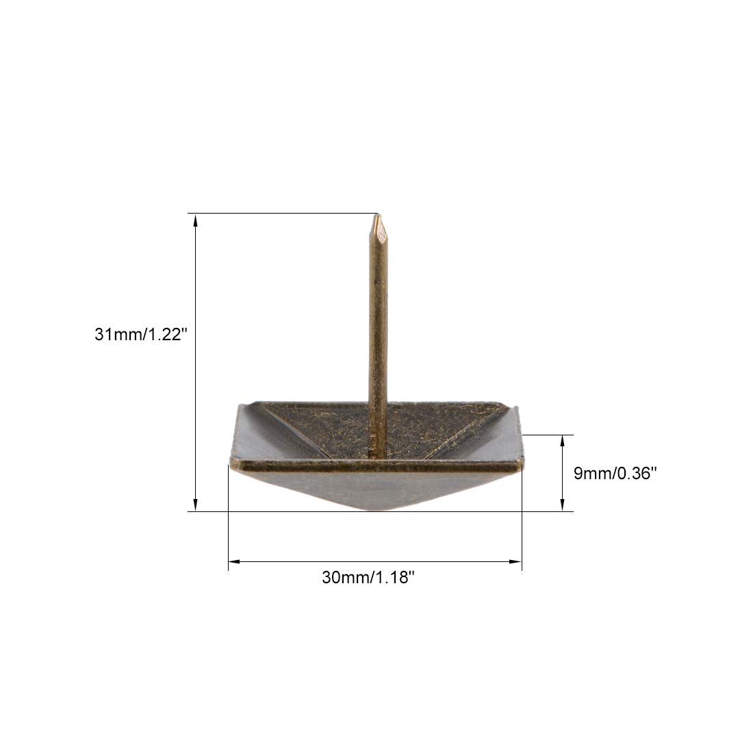 Uxcell Antique Gold Upholstery Nails — 30 Pcs Square Head Decorative Tacks For Furniture & DIY, 19mm Head, 21mm Tall