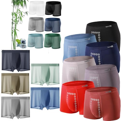 BreWel Drop Daddy Boxer en Bambou,Boxer en Fibre de Bambou - pour Un Confort Toute la Journée Boxhero,Boxer en Maille de Soie Glacée Confortable, Doux et Respirant (4 pièces,2XL)