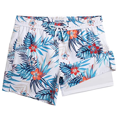 maamgic 5inch Mens Swim Trunks with Compression Liner 2-in-1 Swimming Shorts Stretch Quick Dry with Zipper Pockets