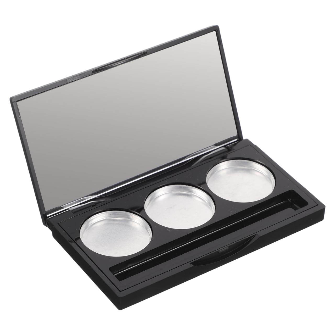 Empty Makeup Palette Black Eyeshadow Palette Diy with Round Metal Pans Blush Storage Brush Holder for Women