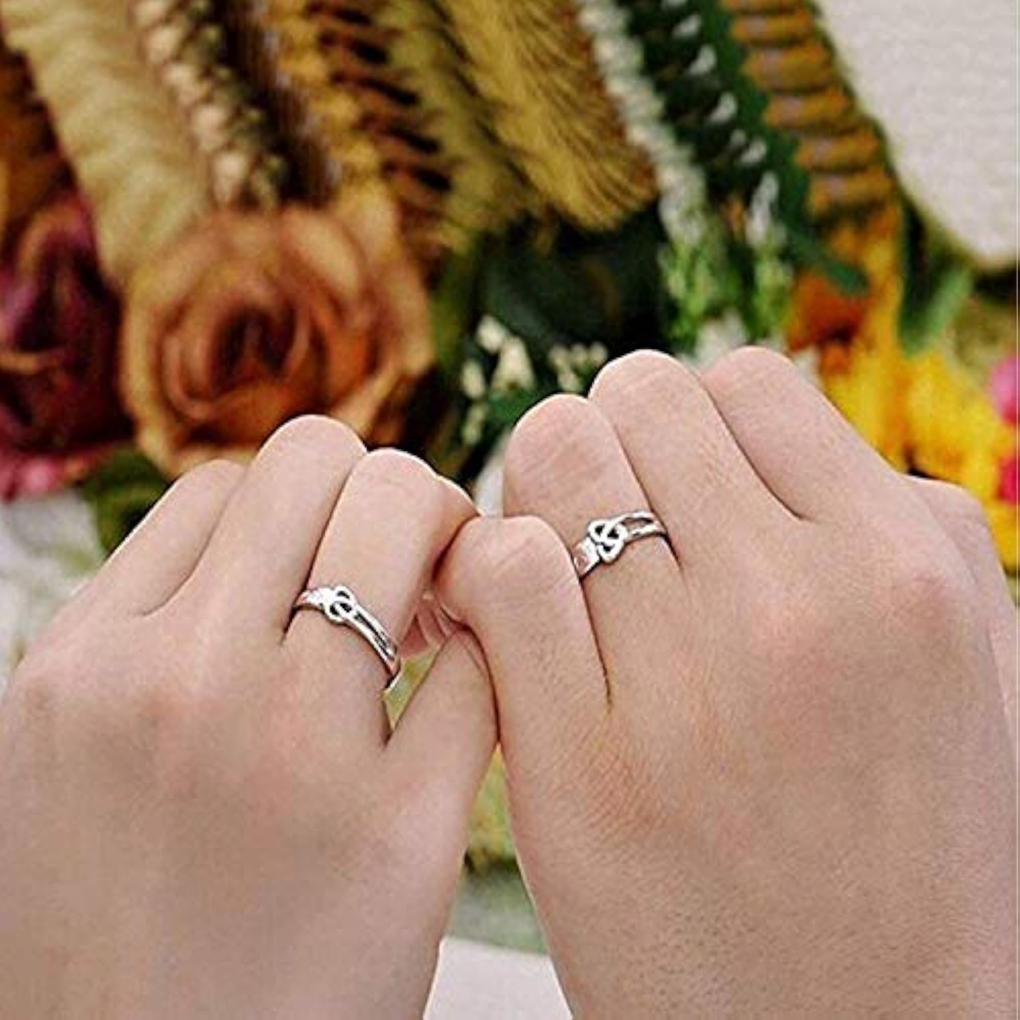 Heart Love Silver Adjustable Couple Finger Ring (FRCO1103116R)