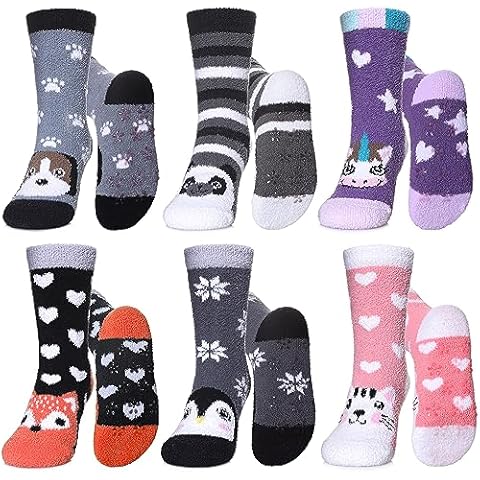 LINEMIN Kids Fuzzy Socks 6 Pairs Cover