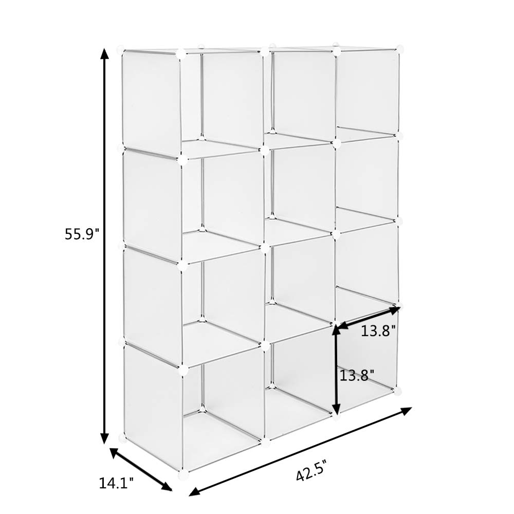 VINGLI Cube Storage, 12 Cubes Organizer Shelves Plastic Book Shelf, DIY