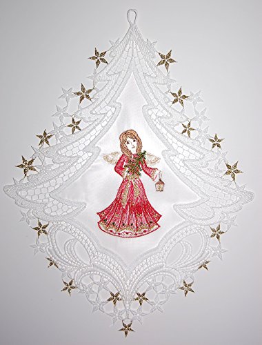 Plauener Spitze Fensterbild Weihnachten Voile Tannenbaum Stickerei...