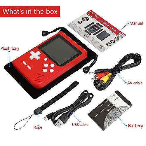 JJFUN Portable Handheld Game Device for Kids 4-8 , Retro Video Game Player Built-in 400 Classic Old Games 3.0\" LCD Screen, Classic AV Out TV Gaming Device Great Gift Idea for Children (Black)