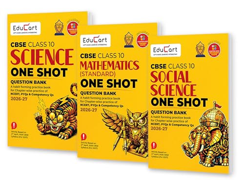 Image of Educart CBSE Class 10 One Shot Question Bank Bundle 2026-27 | Science, Maths & Social Science | Chapter-wise NCERT Qs, PYQs & Competency-Based Questions | CBSE Board Exam 2027
