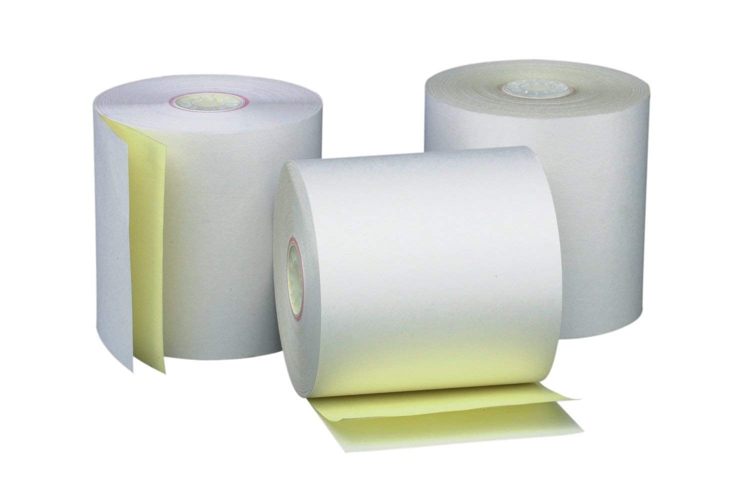 PM Company 2 Ply POS/Cash Register Rolls, 3 Inches X 90 Feet, White/Canary, 50 per Carton (07706) ((2 Pack))