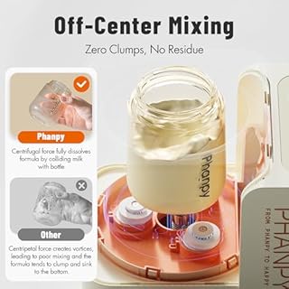 Phanpy SmartSwirl Waterless Bottle Warmer - Patented Airbag Heating for Nutrient Protection, Off-Center & Smart Dual-Direction Mixing for Clump-Free Formula, Fits All Bottles, Quiet & Safe