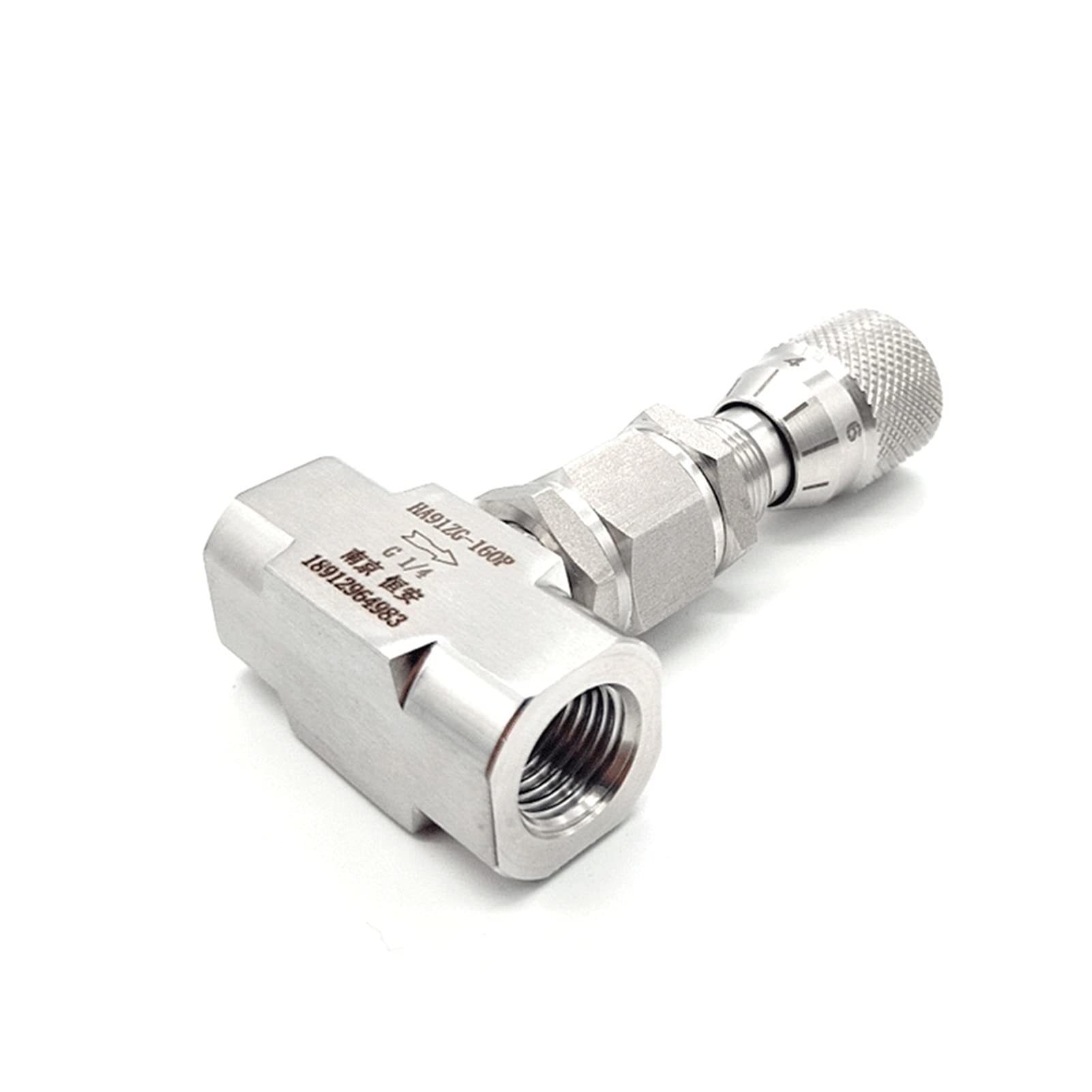Zawór elektryczny 1/8" 1/4" 3/8" 1/2" BSP NPT Wewnętrzna membrana gwintowana ze stali nierdzewnej 304 Przepływ zaworu igłowego odcięcia (rozmiar: 3/8", kolor: BSPP)