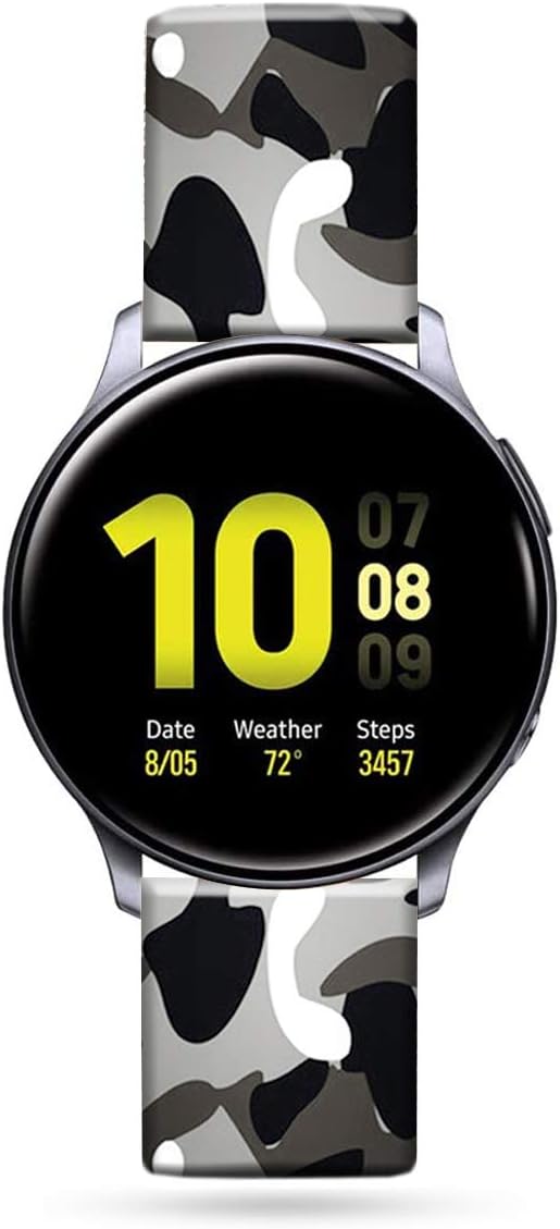 Viwell Silicone Fadeless Pattern Printed Replacement Bands Compatible Galaxy Watch Active 40mm Bands, 20mm Silicone Strap Sports Replacement Bracelet Wristband for Galaxy Watch 42mm Camouflage Strap