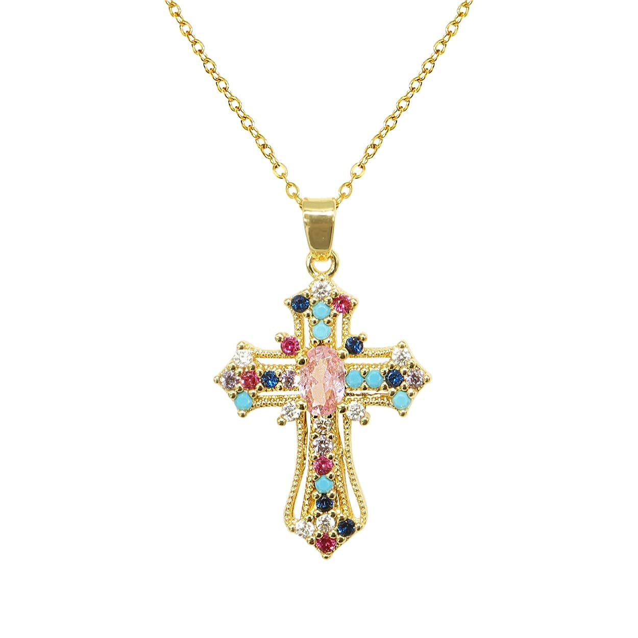 Cross Necklace for Women, Gothic Catholic Christian Costume Accessories Jewelry