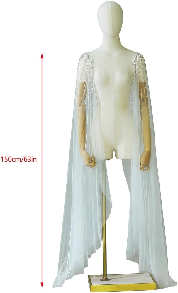 Breathable Pearls Embellished Bridal Epaulet Removable Stole Attachment For Outdoor Weddings image 4