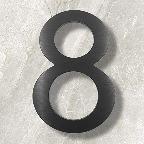 Cobata 10 Inch House Numbers- Modern Floating Street Home Address Number-Large Contemporary Aluminum Brushed Finish Number, Black (Number 8) by Cobata - Used condition - US$9.69