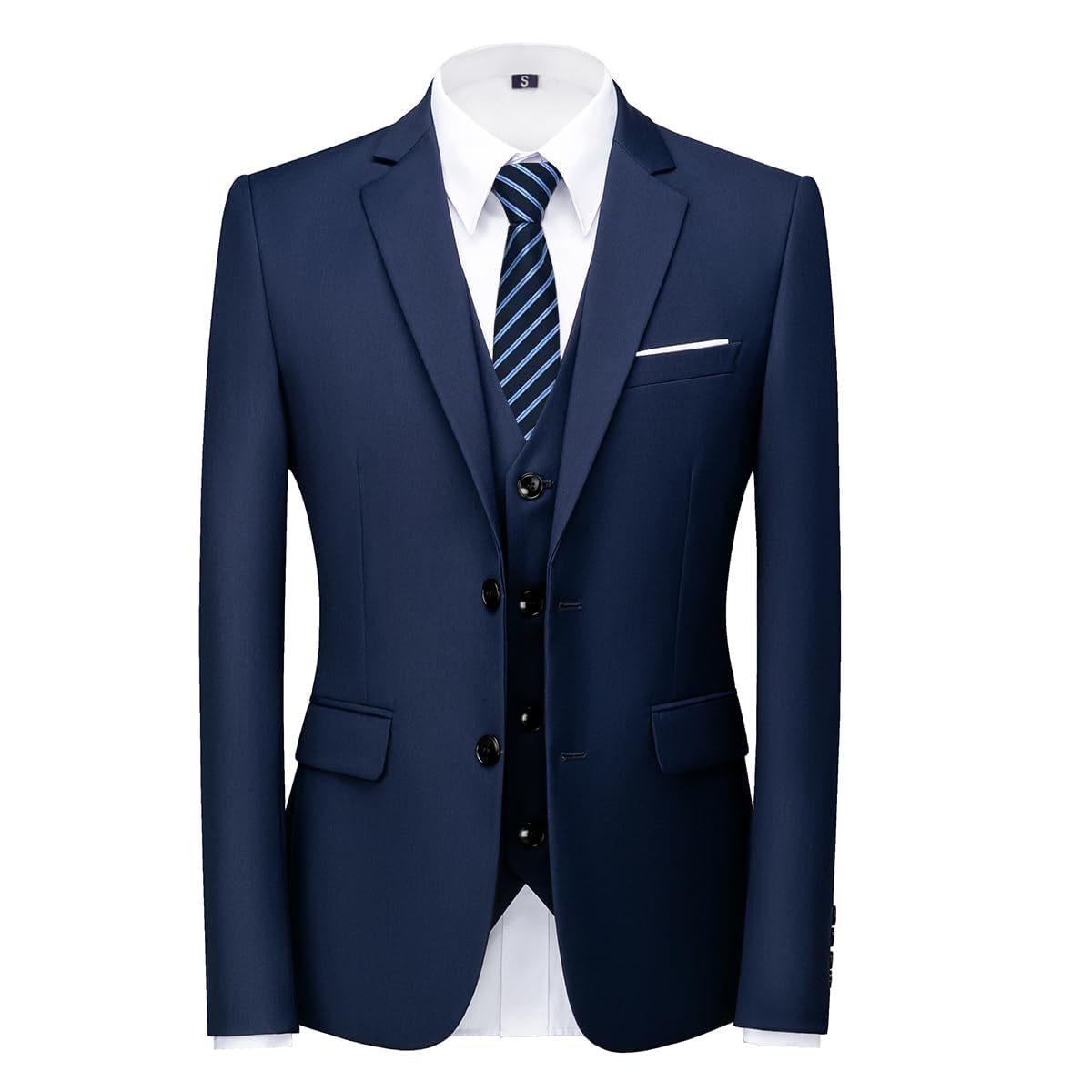 KUDORO Herren Anzüge 3-teilig Zwei Knöpfe Sakko Weste Hose mit Krawatte | Herren 3-Stücke Slim Fit Formell für Hochzeit Business