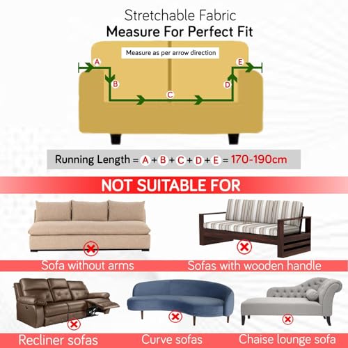 Image of Universal 3 Seater Sofa Cover with Elasticity, Protective, Stretchable, Spandex & Polyester Sofa Slipcover (3 Seater, 185cm * 230cm) (Coffee Dhamask)