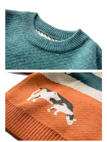 Men Vintage Cow Graphic Knit Sweater Japanese Kawaii Long Sleeve Pullover Sweatshirt Cute Preppy Anime Oversize Tops4