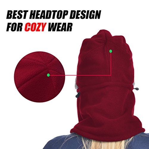 Ushake Ski Face Mask Balaclava-Winter Warm Ski Mask Fleece Neck Cover For Men& Women Red #TOP4