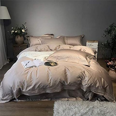 XiYou Bedding Sets Queen King Size,Double Duvet Covers Set Quilt Cover,Green,100% Cotton 4 Pieces Embroidery Glamorous 2 Pillowcases +1 Flat Sheet 245 * 270CM & 220 * 240CM Cover