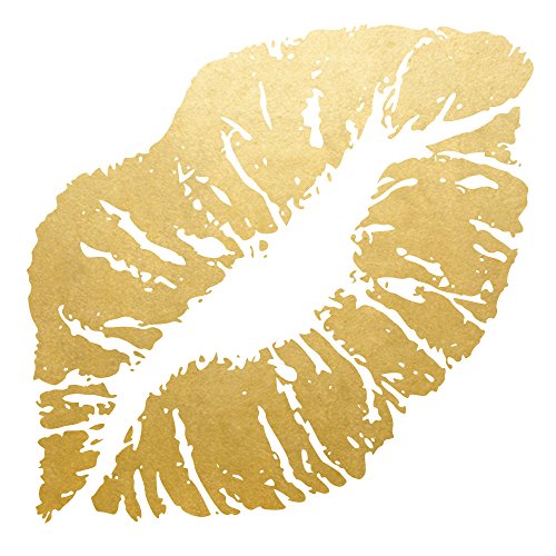 Golden Kiss set of 25 premium waterproof metallic gold lip temporary foil Flash Tattoos - use for girls night out, party favors, bachelorette parties, showers and more!