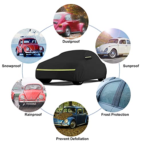 Image of Waterproof Car Cover Replace for 1960-1980 Volkswagen Beetle, 6 Layers All Weather Car Covers with Door Zipper & Windproof Bands for Snow Rain Dust Hail Protection