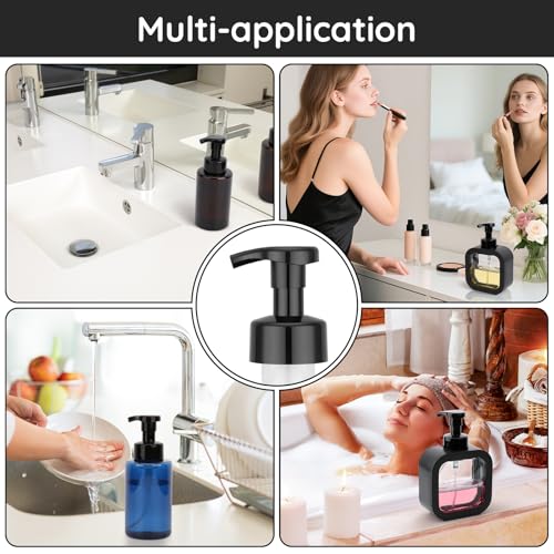 Image of Segbeauty 3pcs Black Foam Pump Replacement for Soap Dispenser, Bathroom Foaming Hand Soap Pump Replacement for Foamer Bottle, 42 Thread Size Kitchen Face Hand Wash Foaming Bottle Lid Reusable