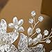 Foyte Crystal Flower Hair Comb Wedding Headpiece Silver Rhinestone Hair Piece Bride Pearl Hair Accessories for Women and Brides
