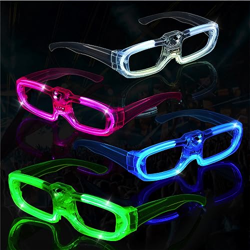 Partybrillen Set-8 Pcs Neon Party Outfit Rave Brille, Led Partybrille...