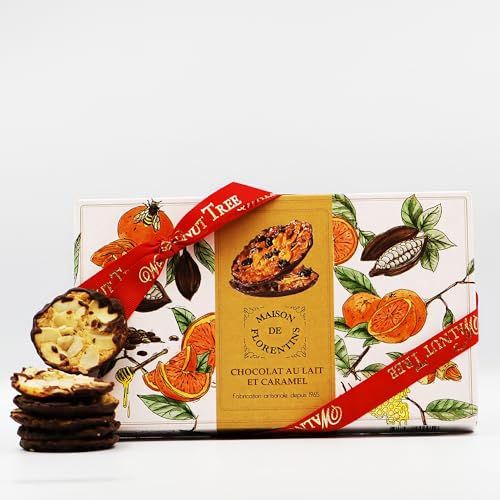 Walnut Tree Continental Florentines Milk Chocolate and Caramel 2 x 100g 24 Luxury Florentines Hand-Tied Ribbon Gourmet Chocolate Gift Keep One Gift One Handpacked in the UK