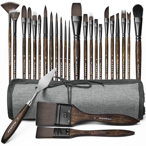 10 Best Synthetic Paint Brushes Every Artist Should Have On Hand 4 Fuumuui 26pcs Professional Paint Brush Set