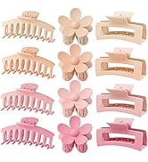 Large Hair Claw Clips 12 Pack 4.3 Inch Rectangle Hair Claw Clips Flower Hair Clips for Women Thic...