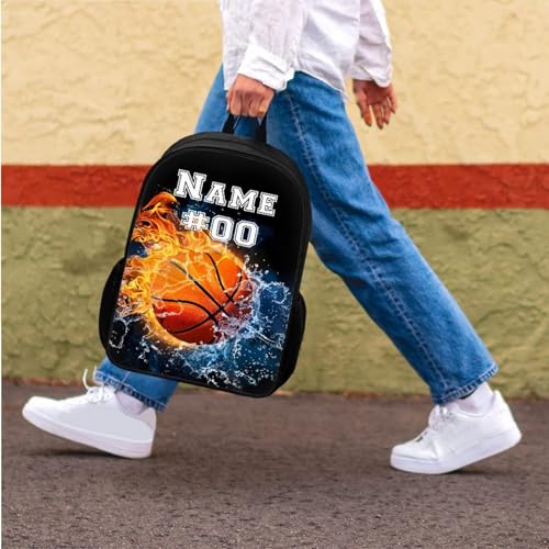 Bulopur Custom Kids Backpack with Lunch Box Penci Bag Set with Name and Number Personalized Basketball Bookbag For Boys Age 12-14 Back to School Supplies2